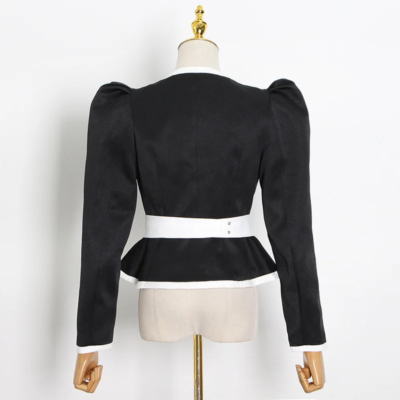 Для женщин Женский офисный жакет Демисезонный Colorblock (цветовой блок) туника с