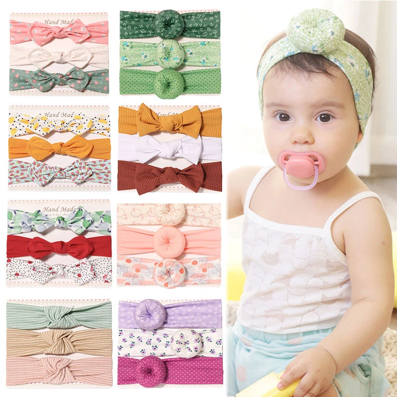 

Cute Rabbit Ear Baby Headbands Cotton Soft Print Donuts Bow Newborn Turban Infant Hairbands Elastic Hair Bands Baby Accessories