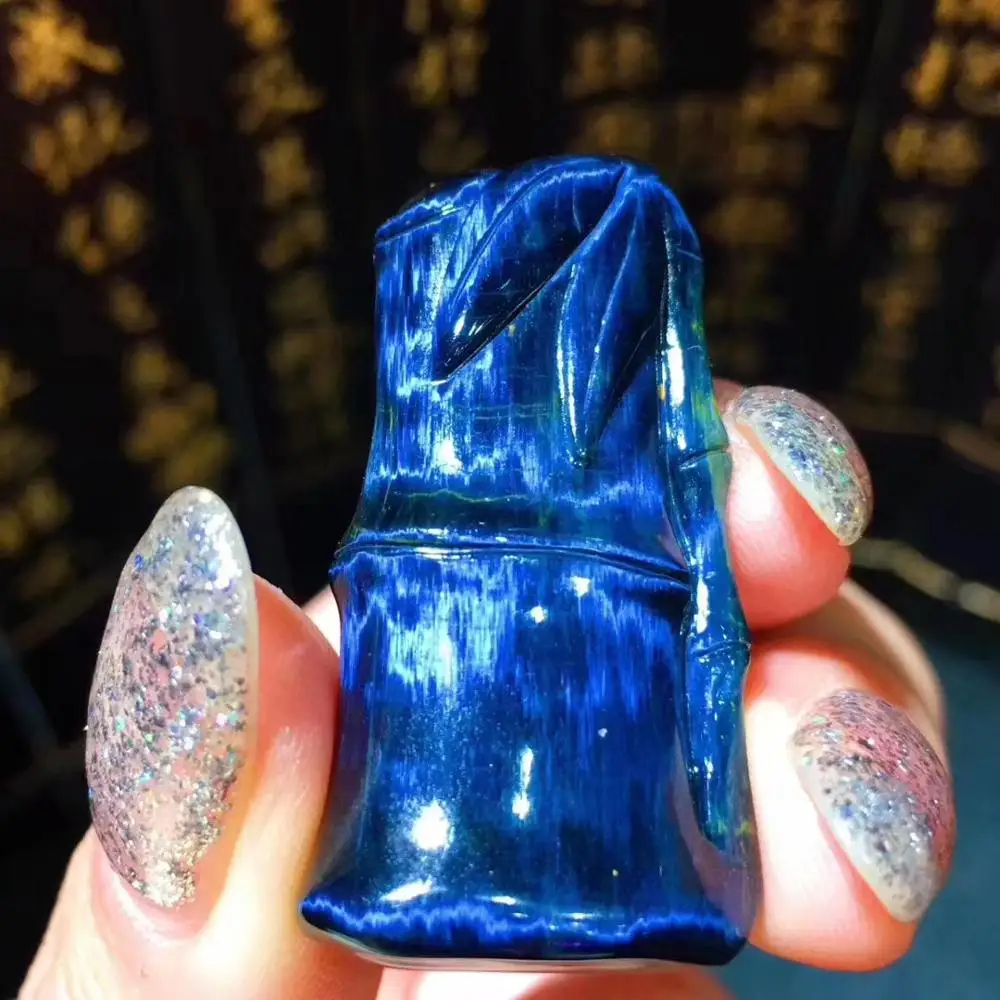 Genuine Natural Pietersite Pendant 37x19x10mm Bamboo For Chatoyant Blue Crystal Healing Gemstone Women AAAAA | Украшения и