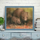 HUACAN вышивка крестиком животные белый холст сделай сам украшение дома 14CT 40х50см наборы для вышивки наборы рукоделия