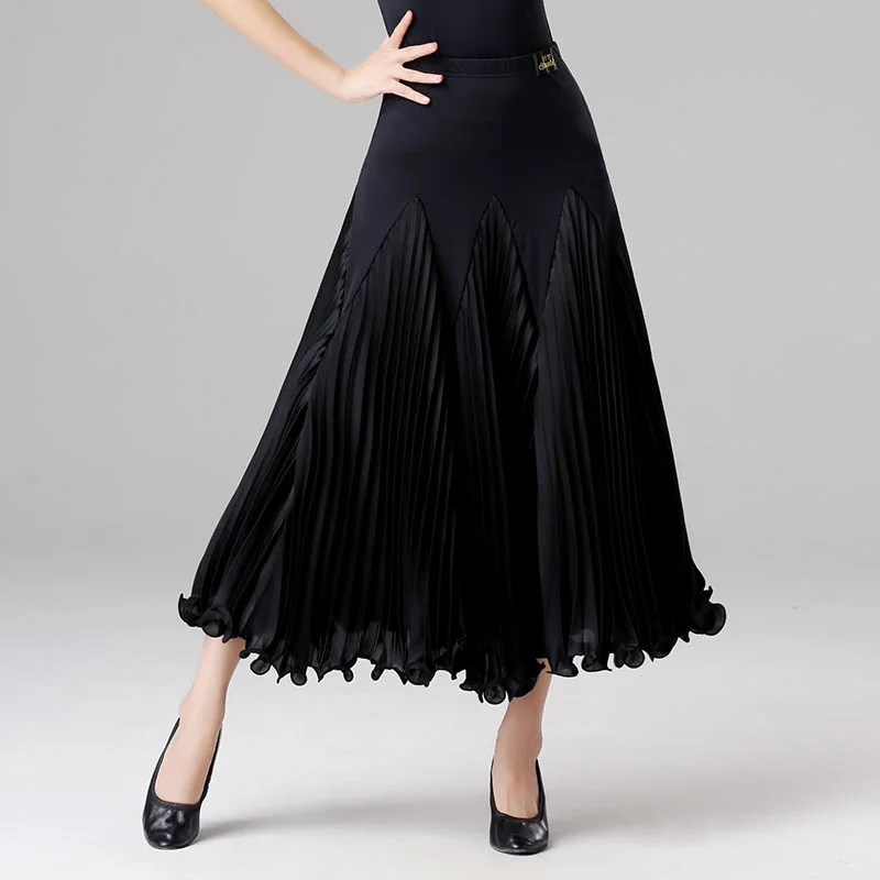 

2021 Ballroom Dance Skirt New Modern Dance Practice Clothes Waltz Big Swing Dance Skirt Pleated Dance Skirt Performance Wear