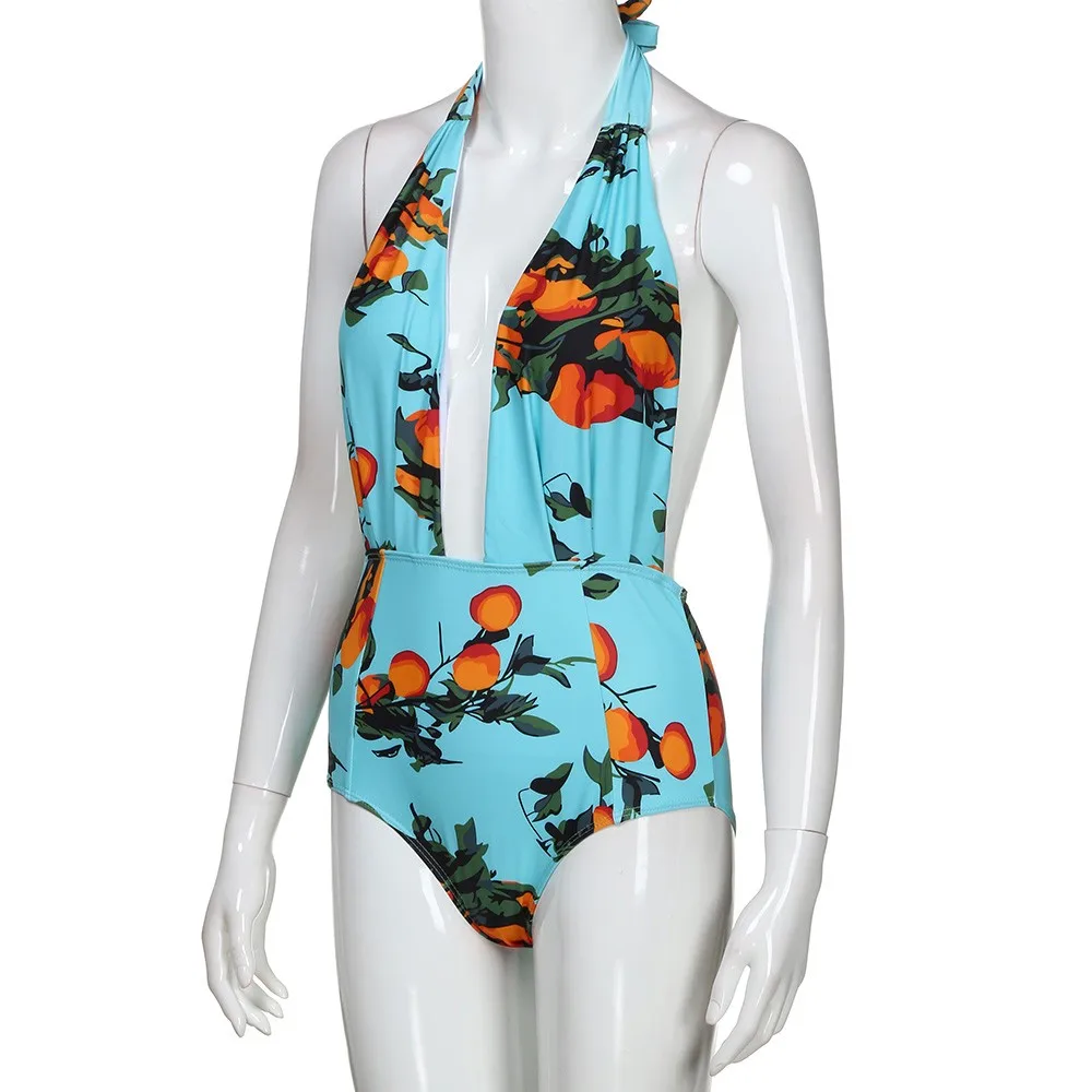 SAGACE сексуальный женский купальник с цифровой печатью и открытой спиной ретро