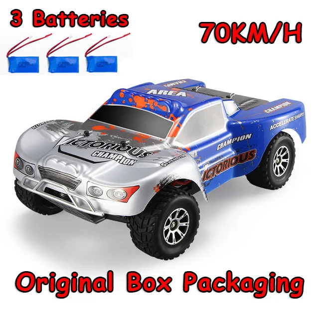 A969-B 70KM 3battery Список игрушек с дистанционным управлением автомобиля A969 1/18 масштаб игрушки 2,4G 4WD 70 км/ч, р/у дрейфующая Краткий курс на дальние расстояния Управление 4-х колесный шок Absorbe - Цвет: A969-B 70KM 3battery