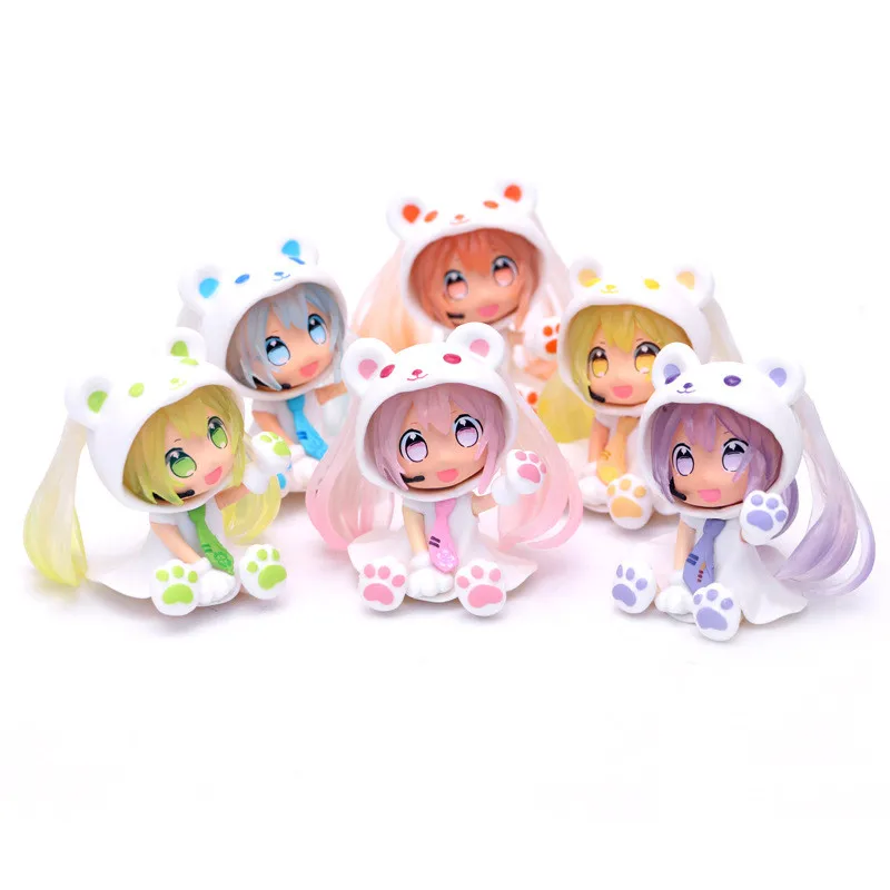 Фигурки героев аниме Bandai Q Posket Miku милые Косплей в костюме медведя мини-модели