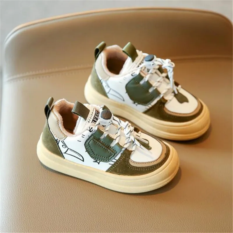 

kids casual Sports shoes 2021 Winter new Boys Girls PU Lightweight Soft sneakers Running Shoes students' warm cotton shoes 26-37