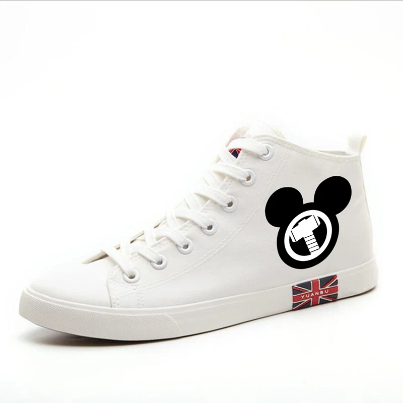 Marvel мультфильм Мстители мужские высокие парусиновые туфли модные кроссовки - Цвет: As shown figure