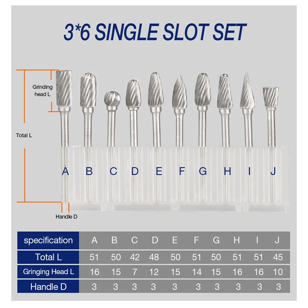 10 шт. Шлифовальная головка из вольфрамовой стали сверла для твердого металла