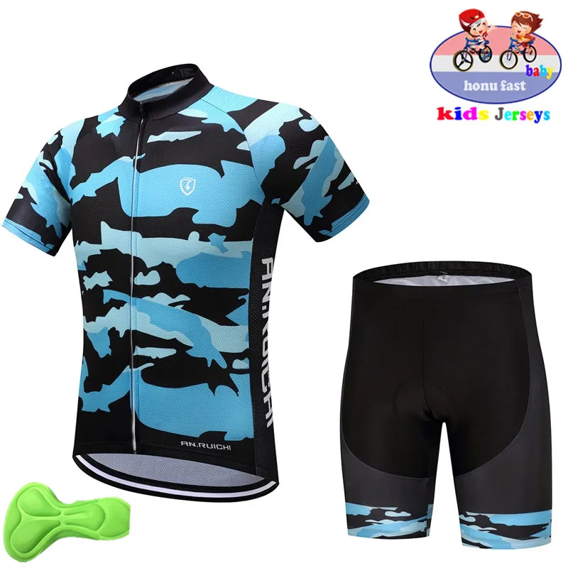 

2021 New Boys Cycling Jersey Set Shorts Children Bike Clothing Breathable Quick Dry Kids Summer Bicycle Wear