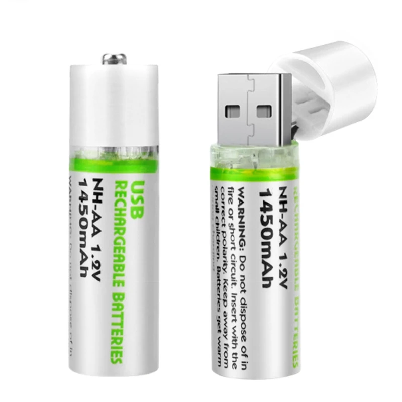 600mAh 2pcs 1,2 V 600/1450 mAh USB AA перезаряжаемый аккумулятор NiMH для игрушек дистанционный Tourch 77UA - Цвет: 600mAh