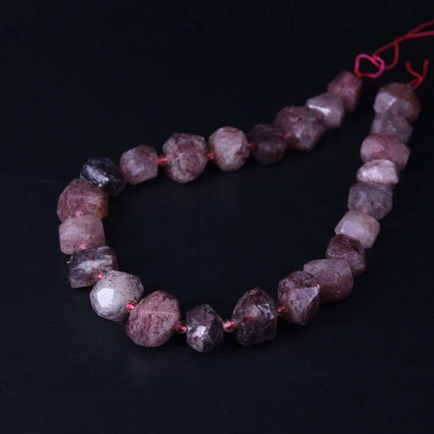 23 шт./прядь граненые бусины из натурального кварца клубники самородки граненый