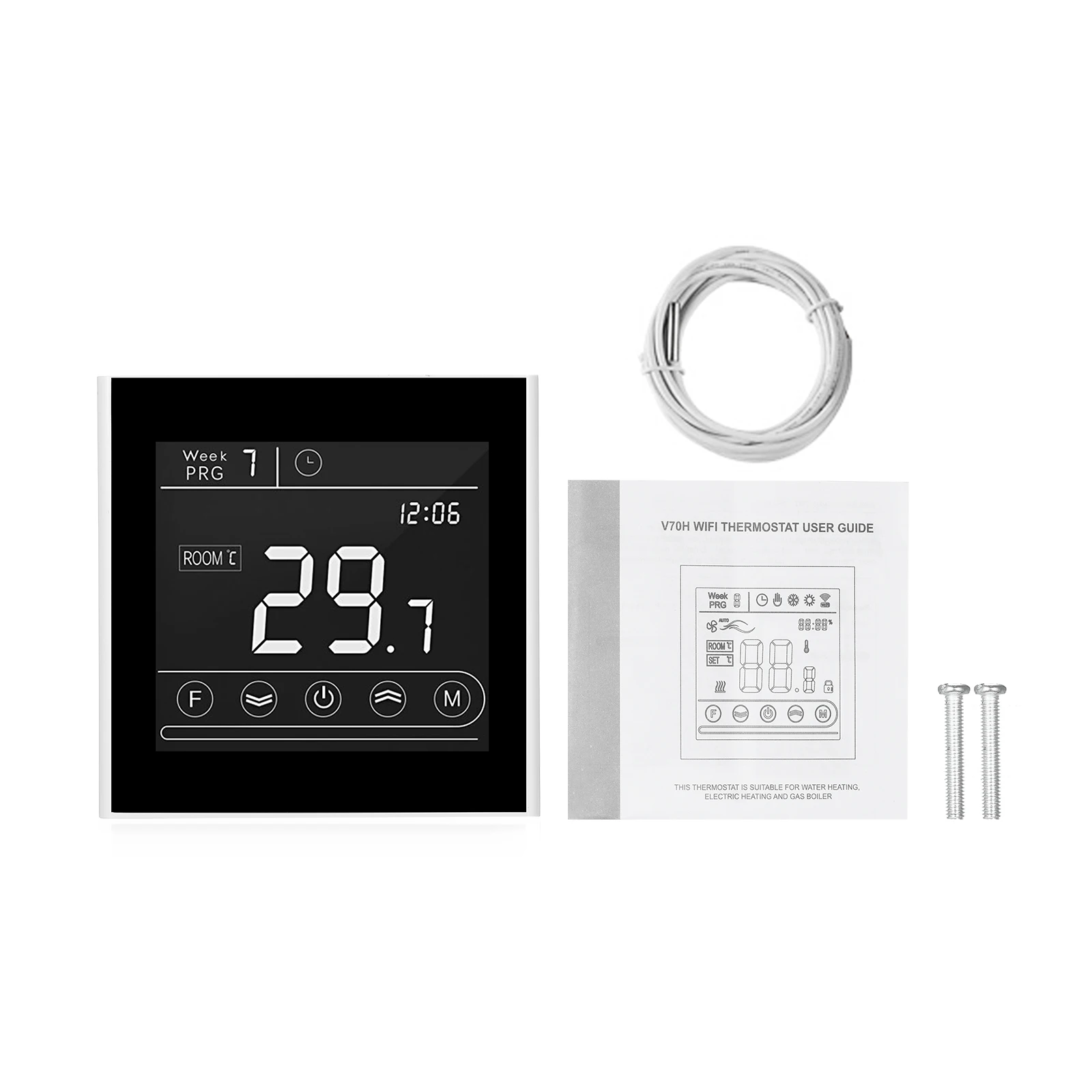 

Temperature Controller Smart Wifi Thermostat LED Display Touchscreen Backlight Remote Control Replacement for Tmall Genie/Amazon