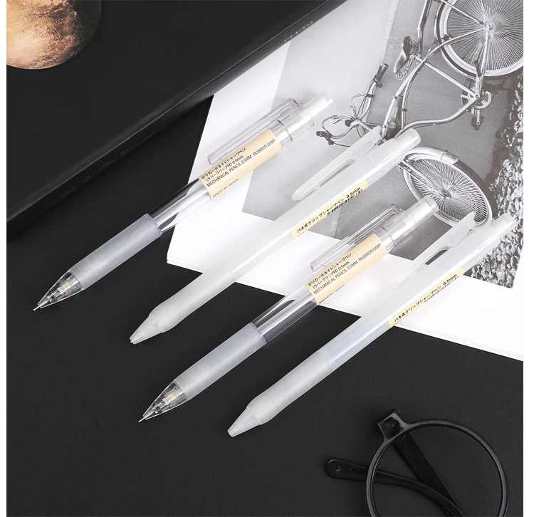 1 шт., японский механический карандаш MUJI, прозрачный белый пресс-зажим, 0,5 мм, карандаши, офисные принадлежности, школьные канцелярские принадлежности, poloden
