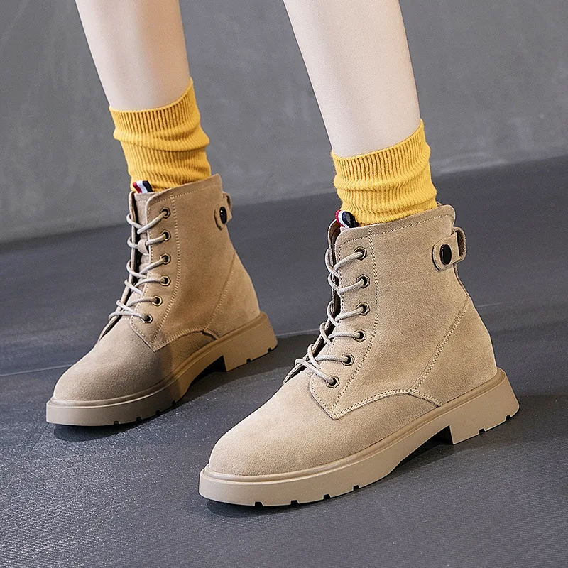 

Swyivy Autumn Martin Boots Women Casual Shoes Black New Short Ankle Boots Female Black Shoes 2020 New Suede Women Sneakers
