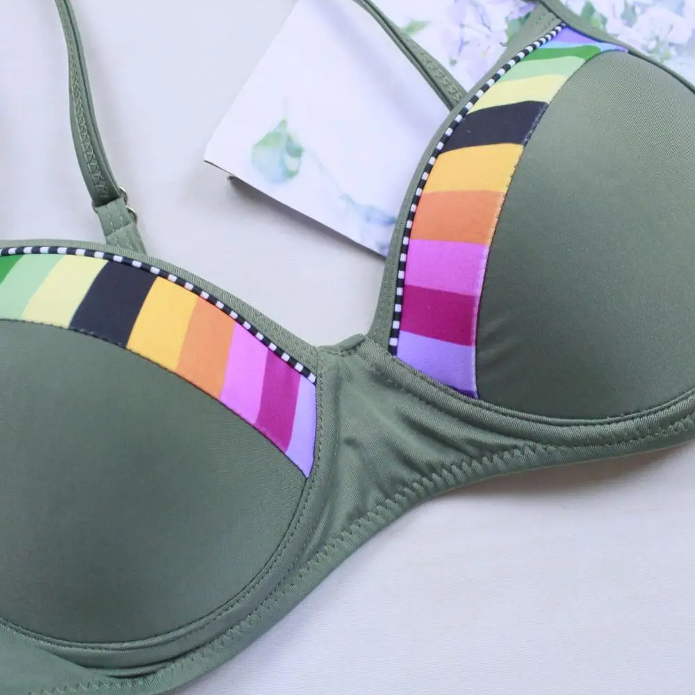 Новинка летний комплект бикини женские купальники пуш ап с лямкой на шее