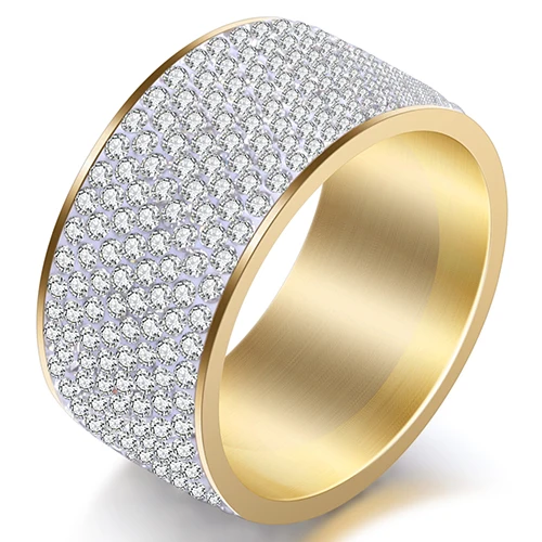 Gold White 316L кольца из нержавеющей стали с кристаллами для подарка на день рождения модные ювелирные изделия женские аксессуары кольцо Прямая поставка - Цвет основного камня: Gold White