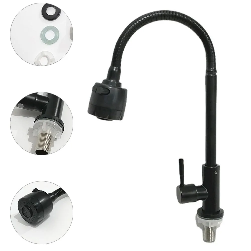 

1PC WALL Black Solid Stainless Steel Single Handle Single Hole Kitchen Single Cold Water Kitchen Water Tap Faucets
