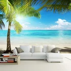 Настенные 3D обои на заказ с изображением песчаного пляжа, кокосового дерева, пейзажа, фотообои для гостиной, спальни, домашний декор