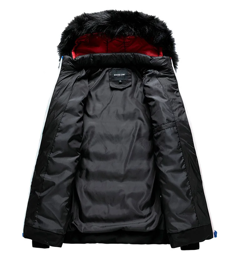 Men's Fashion Winter Hooded Detachable Fur Collar Warm Cotton Slim Jacket Pure Color Casual Men's Clothing men jackets 2021