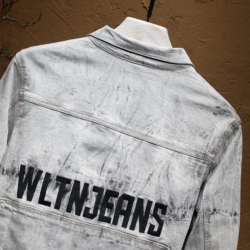 KSTUN джинсовая куртка мужское пальто Ретро стиль светильник серые джинсы куртки