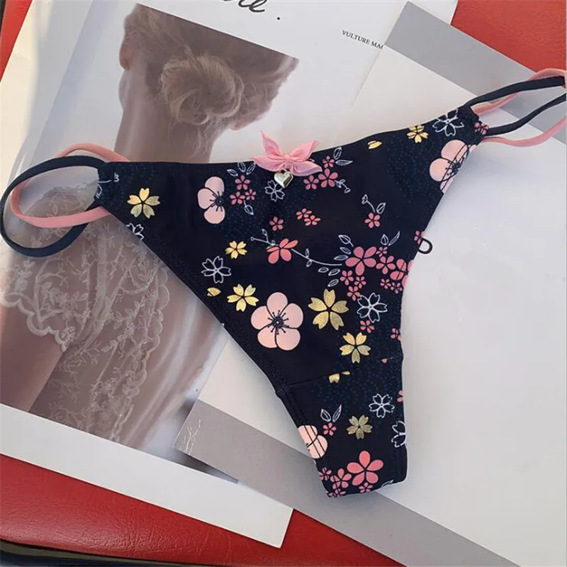 Трусики-стринги женские с цветочным принтом 6 шт./компл. | Женская одежда