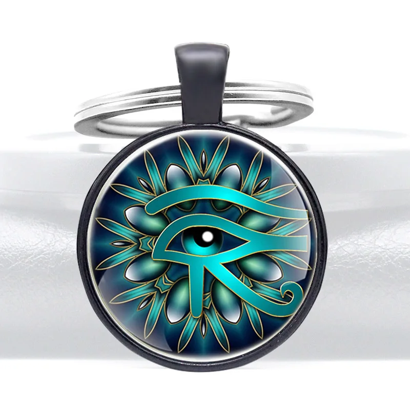 

New Arrivals Eye of Horus Glass Cabochon Key Chain Jewelry Key Rings Men Women Decoration Jewelry Gift