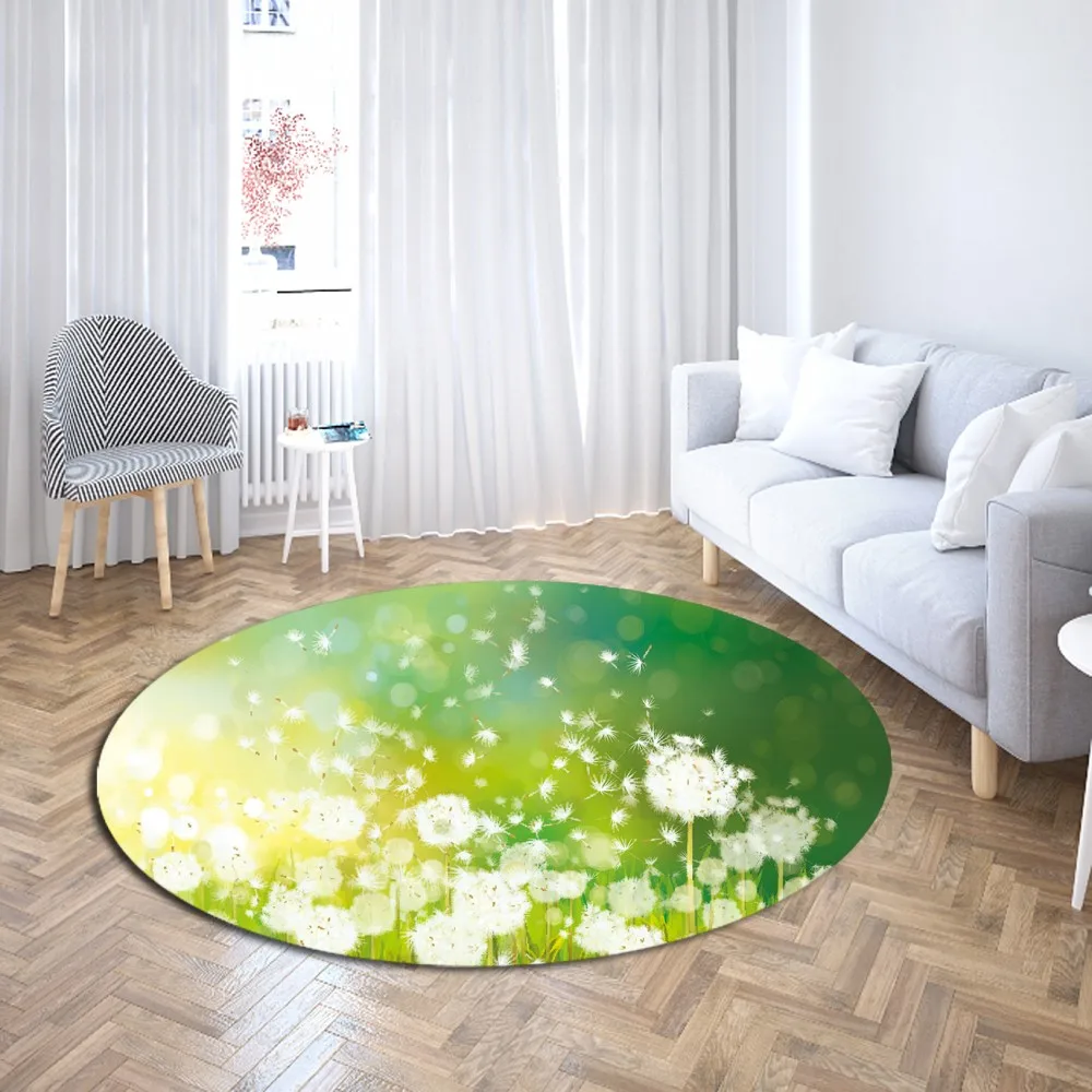 

Dandelion Round Carpet 3d Flower Area Rug Table Office Computer Chair Mat Home Decor Dreamy Mats Polyester Anti Slip Home Carpet