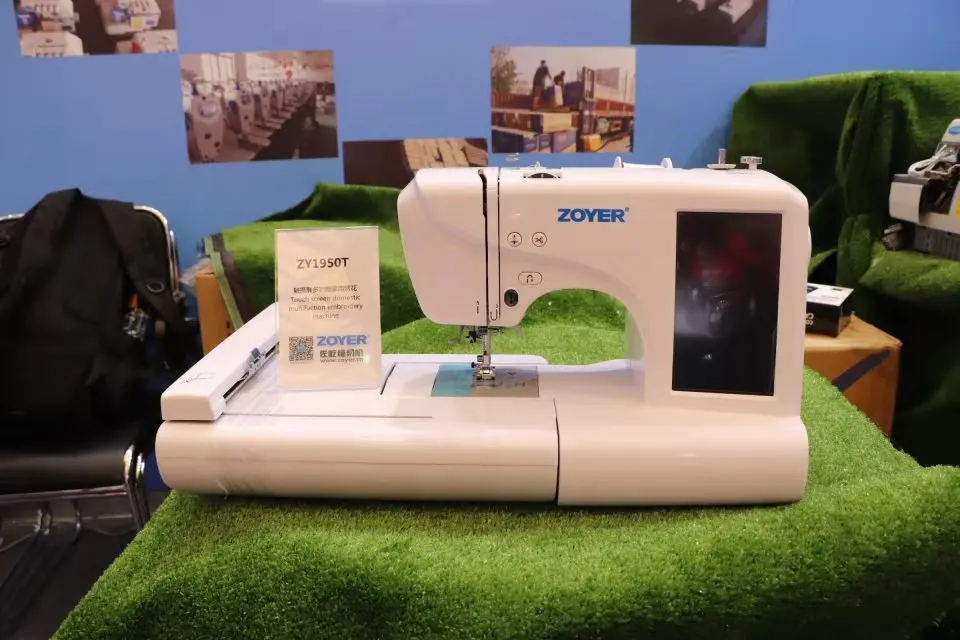 Домашняя швейная машина ZOYER ZY1950T с сенсорным экраном для вышивки и отверстий в