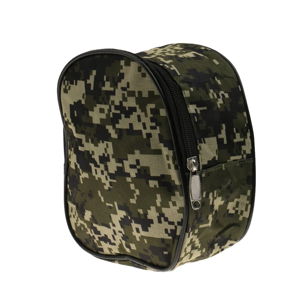

Canvas Fishing Reel Storage Bag Portable Zipper Design Thicken Army Green Digital Camouflage Outdoor Protective Case Pouch