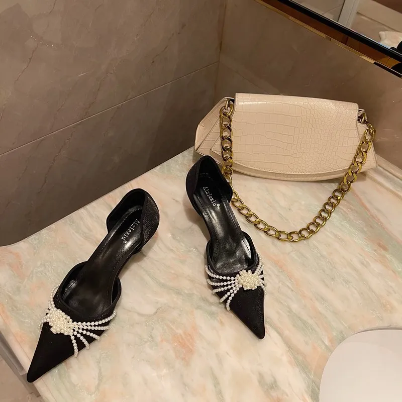 

Fine Heeled Shoes Branded Pumps Basketball Platform All-Match Sandals Ladies Pointed Wedge 2021 Hollow Stiletto Fashion Slimming