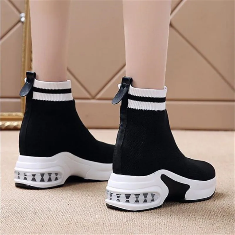 New Platform Sneakers Shoes Breathable Casual Shoes Woman Fashion Height Increasing Mesh Ladies Shoes Slip-On Chaussure Femme