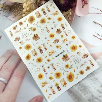 3d nail sticker autumn chrysanthemum design diy tips nail art ornament packaging self adhesive transfer decal slider