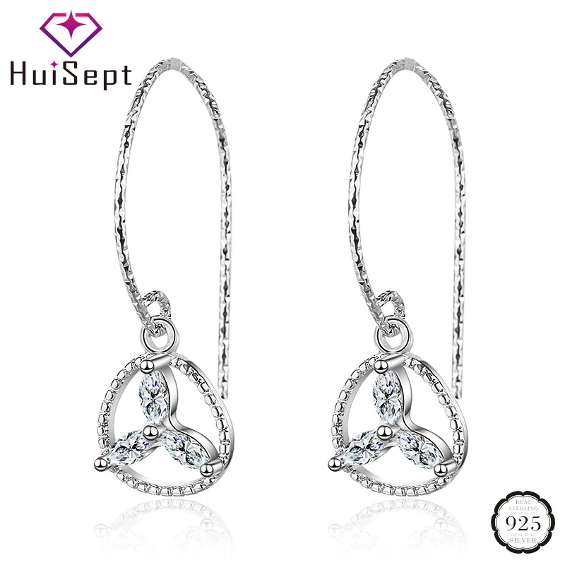 

HuiSept Earrings Fashion Jewelry 2020 Silver 925 Accessories with Zircon Gemstone Drop Earring for Women Wedding Party Wholesale