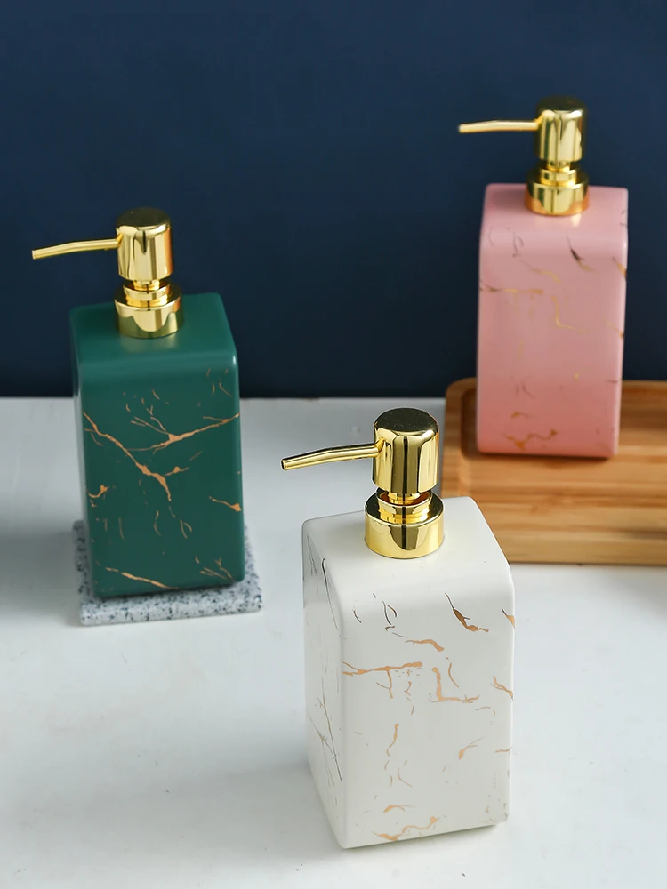 Креативная квадратная керамическая бутылка для лосьона с мраморным узором