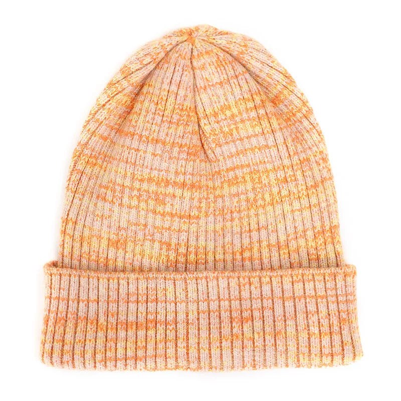 Orange Fashion woman variegated knit hat autumn and winter warm high quality cotton hat Innocent cap ladies casual ski mask peas - Цвет: Orange