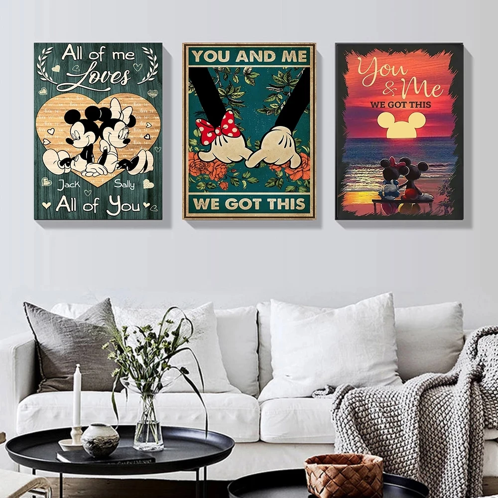 

Canvas Modern Funny Lilo Picture Home Decor Stitch Painting Wall Art Print Mickey Mouse Poster Modular No Framework Living Room