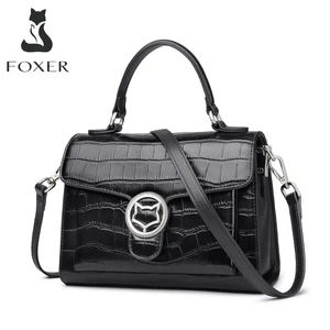 foxer designer handbag cow leather womens bag vintage crocodile pattern lady shoulder bag commute female brand crossbody bag free global shipping