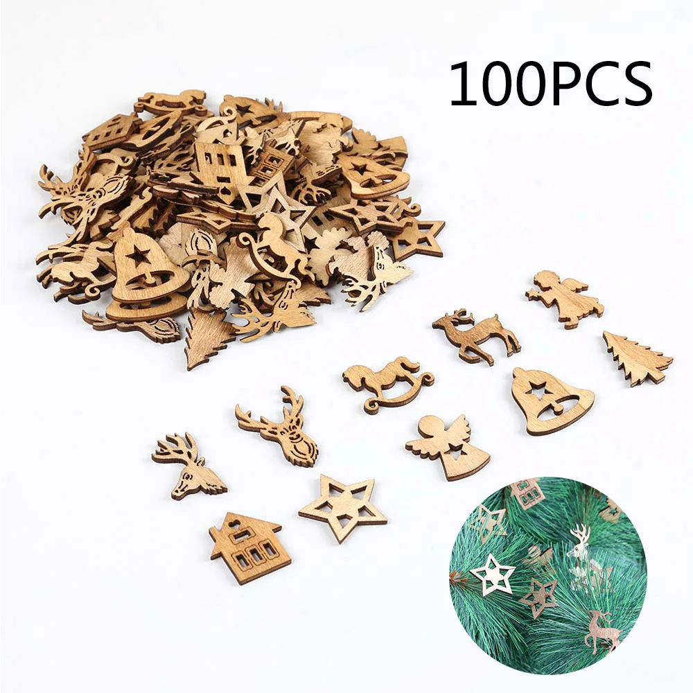100 шт Мини Деревянные Рождественские елки новогодние вечерние украшения для дома