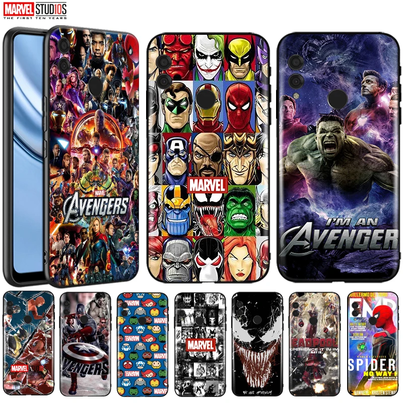 

Marvel Avengers Phone Case For Huawei Honor 8X Funda Cover Deadpool Captain America Iron Man Spider Man Hulk Comics Thor Venom