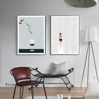 Современный минималистичный постер на холсте для дайвинга и спорта, настенные наклейки на бокал вина, кухонные украшения, художественная картина для дома