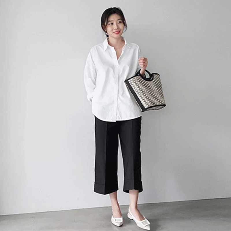 

New White Shirts 2021 Fashion Autumn Korean Cotton Blouse Shirt Women Casual Long Sleeve Loose Blouses Girls Tops Female Clothes