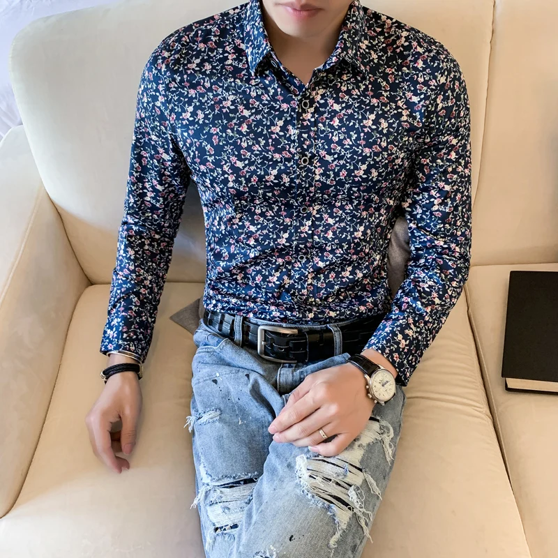 Осенняя рубашка с длинным рукавом Мужская Корейская версия модная красивым