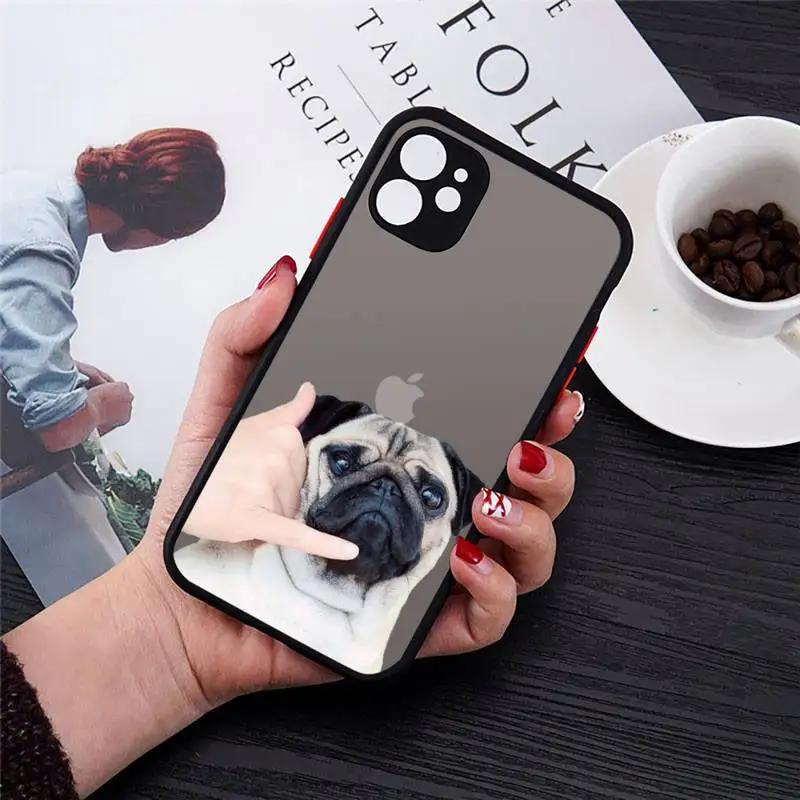

Cute funny animal bulldog art Phone Case Transparent Matte for iPhone 7 8 11 12 s mini pro X XS XR MAX Plus cover funda
