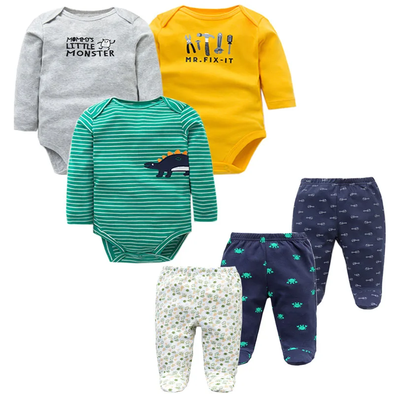 Style 3 6 шт./лот; комплекты модной одежды для малышей; хлопковые комбинезоны с длинными рукавами для новорожденных и малышей+ штанишки для малышей; одежда для маленьких мальчиков и девочек - Цвет: Style 3