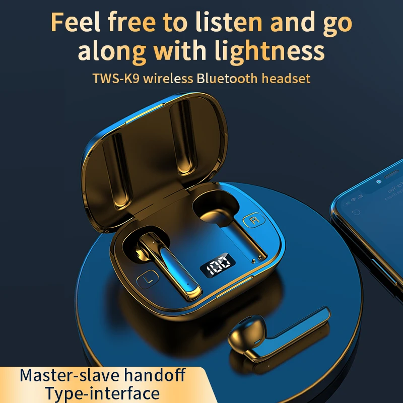 

Wireless Bluetooth Sports Earphone 5.0 Digital Display Charging Box Binaural Touch Stereo Waterproof Earplugs with Charging Box