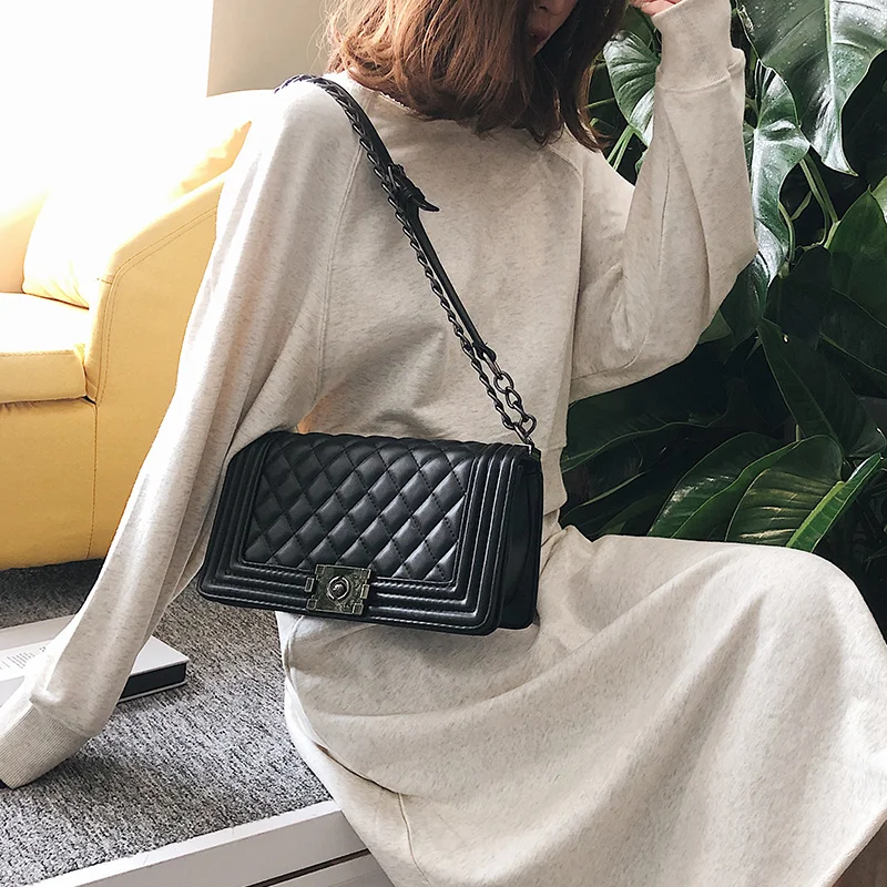Crossbody Bags For Women Leather Handbags Luxury Handbags Women Bags Designer Famous Brands Ladies Shoulder Bag Sac A Main - Цвет: Черный