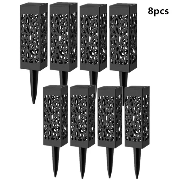 8PCS Открытый водонепроницаемый солнечный светильник, полый светильник, теплый светильник, светодиодный светильник, контроль индукции, газон, садовая лампа, тип вилки, ночной Светильник - Испускаемый цвет: 8PCS