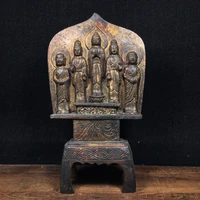 9chinese folk collection old bronze cinnabar lacquer northern wei buddha sakyamuni five buddhas buddha terrace ornaments