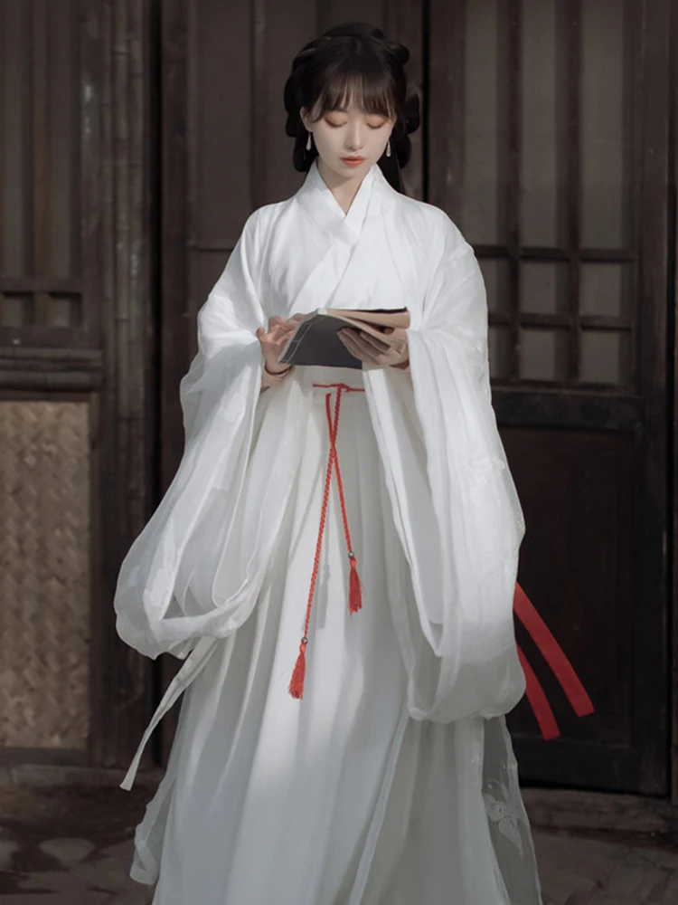 

2021 женский элегантный китайский однотонный набор ханьфу традиционный танцевальный костюм старой династии женский сценический костюм хань...