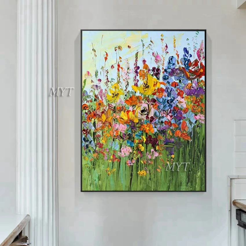 

Texture 3D Thick Flower Paintings 100% Hand-painted Large Oil Painting Home Decor Canvas Wall Art Flower Pictures For Bedroom