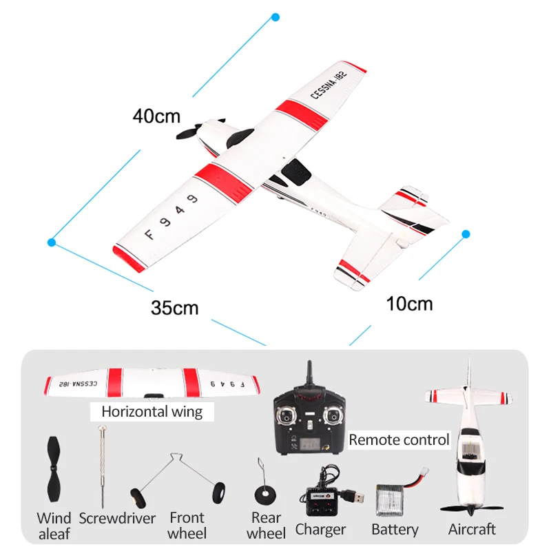 

Rc Airplane F949S Upgraded Version Remote Control Fixed Wing Single Electric Version 3Ch 2.4G Cessna 182 Micro Airplane Toy Gift